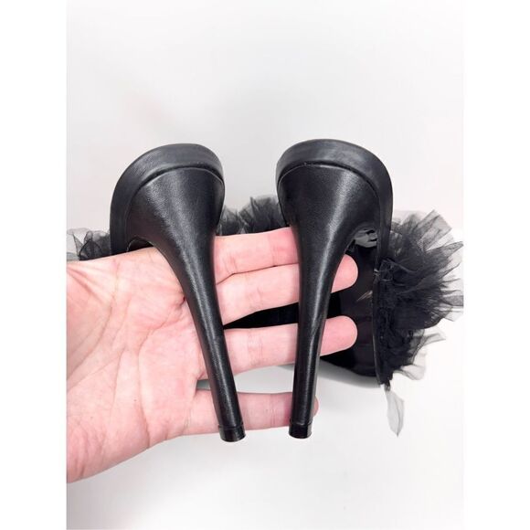 Azalea Wang Pointed Toe Heels Size 7 Black Birdie Fabric Upper Slip On - Picture 5 of 13